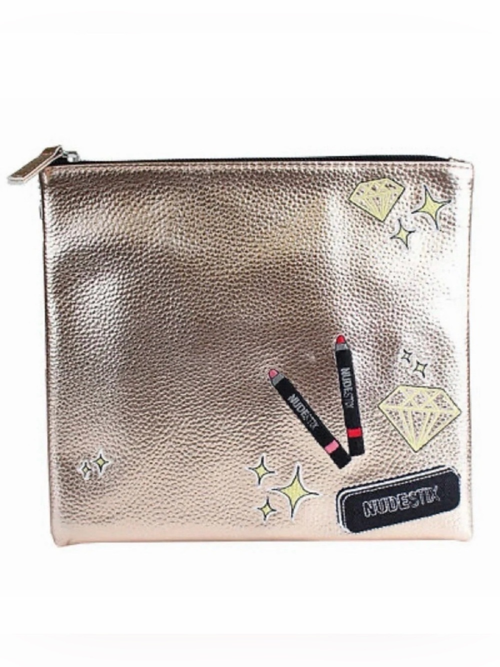 NUDESTIX NWOT Cosmetic‎ Makeup Travel Bag in Pink Chrome